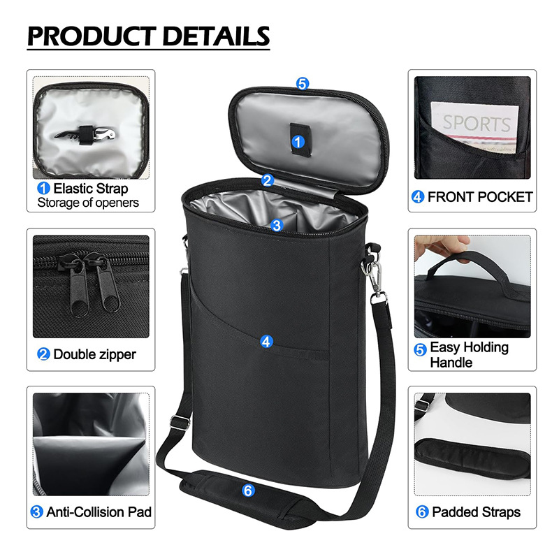 Tote Bag Sublimation - กระเป๋าใส่ไวน์แบบมีหูหิ้ว, กระเป๋าเก็บความเย็นไวน์แบบกันรั่ว, กระเป๋าเดินทางใส่ไวน์สำหรับปิกนิกชายหาด, กระเป๋าใส่ขวดไวน์แบบพกพา