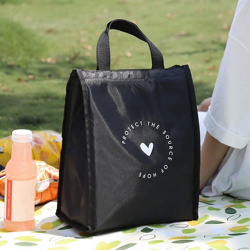 Tote Bag Sublimation - กระเป๋าเก็บอุณหภูมิอาหารกลางวันลายหัวใจแบบเรียบง่าย ทนทาน กระเป๋าใส่เบนโตะ กล่องอาหารกลางวันเก็บความร้อน กระเป๋าเก็บความเย็น กล่องใส่อาหารกลางวัน