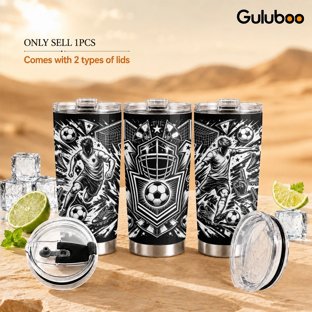 Tumbler 20Oz White - กระติกน้ำสุญญากาศลายสปอร์ตสีดำขาว ขนาด 20 ออนซ์ ทำจากสแตนเลสสตีล 2