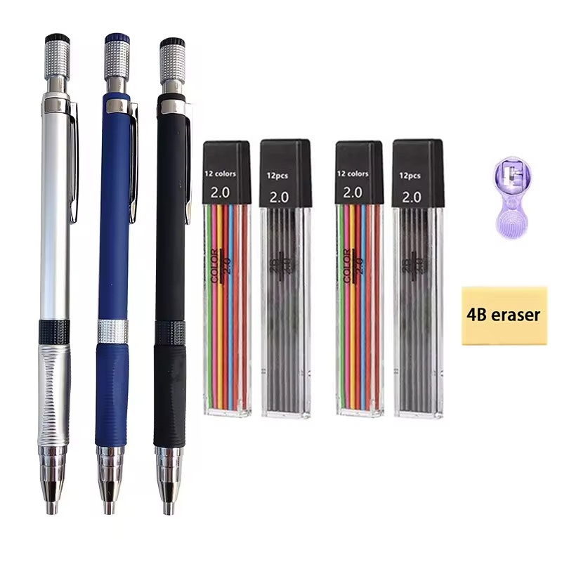 Staedtler Pencil Lumocolor - ชุดดินสอกดขนาด 2.0 มม. พร้อมไส้ดินสอสีดำ/หลากสี 2B สำหรับเขียน