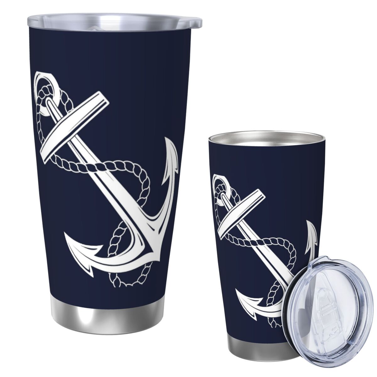 Tumbler 20Oz White - แก้วน้ำสแตนเลสสตีลสีขาวและกรมท่า Anchor Nautical ขนาด 20 ออนซ์