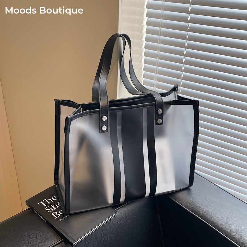 Tote Bag Sublimation - 2025 ฤดูร้อนร้อนโปร่งใสไหล่กระเป๋าชุดผู้หญิง 2-IN-1 PVC ลายขนาดใหญ่ความจุ Shopping