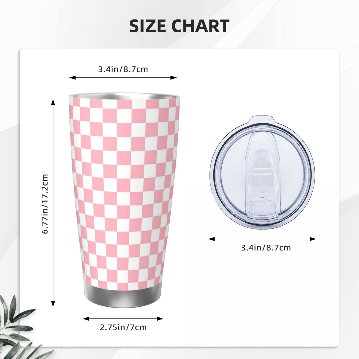 สีชมพูสีขาว Checkerboard รูปแบ - Tumbler 20Oz White บทวิจารณ์และราคา