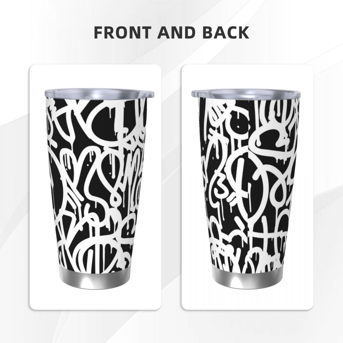 สีดําและสีขาว Graffiti สแตนเลส - Tumbler 20Oz White บทวิจารณ์และราคา