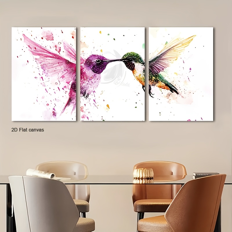 ภาพวาดนกฮัมมิงเบิร์ดสีน้ำแบบไร - Canvas Wrap Ready บทวิจารณ์และราคา