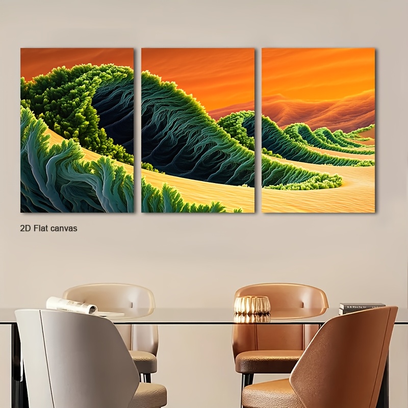 ภาพวาดตกแต่งผนังลายคลื่นสีเขีย - Canvas Wrap Ready บทวิจารณ์และราคา