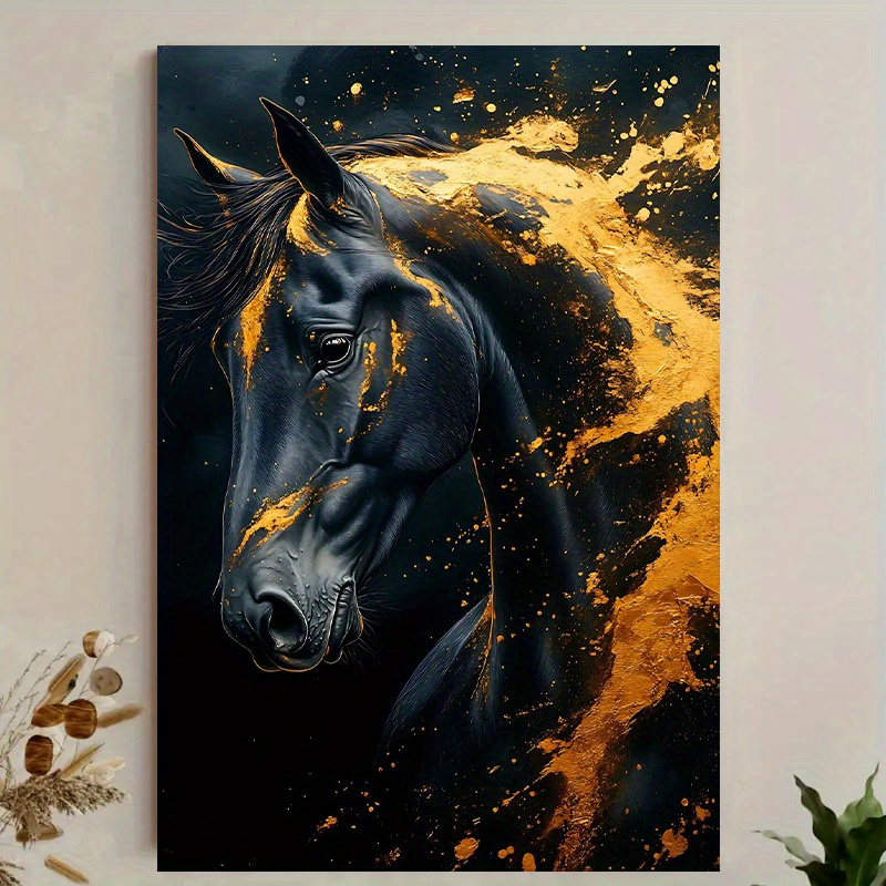 1 ชิ้นศิลปะผ้าใบม้าสีดำที่หรูห - Canvas Wrap Ready บทวิจารณ์และราคา